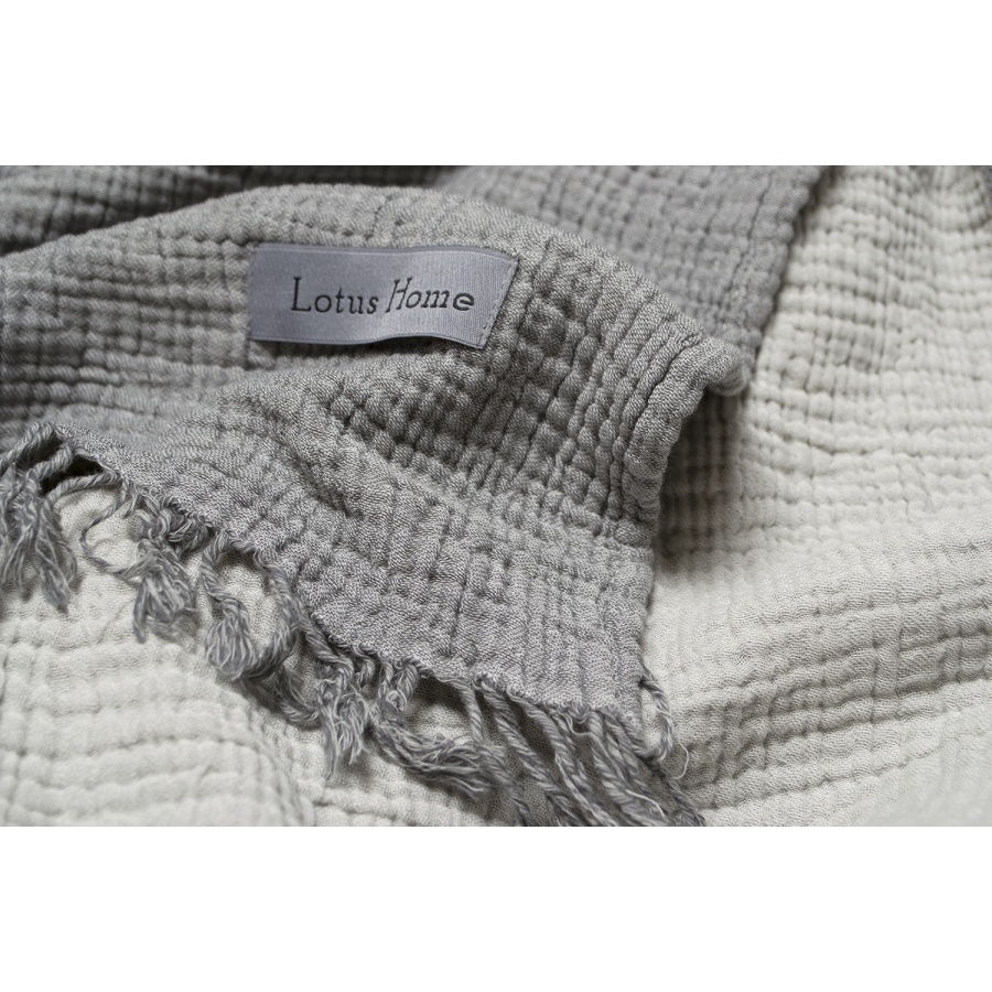 Пике покрывало муслин Lotus Home - Sia muslin dark grey-light grey