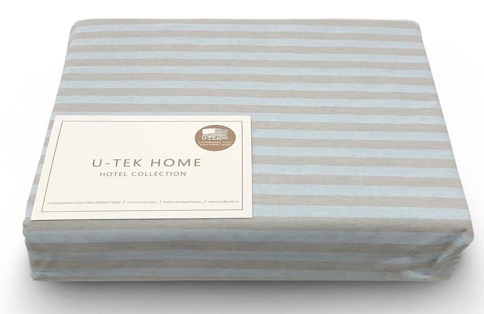 Простынь на резинке U-TEK Hotel Collection Cotton Stripe Blue-Grey 30