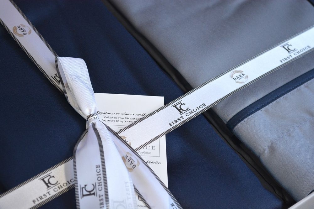 Постільна білизна First Choice люкс сатин DARK  Serenity Dark Grey-Navy Blue