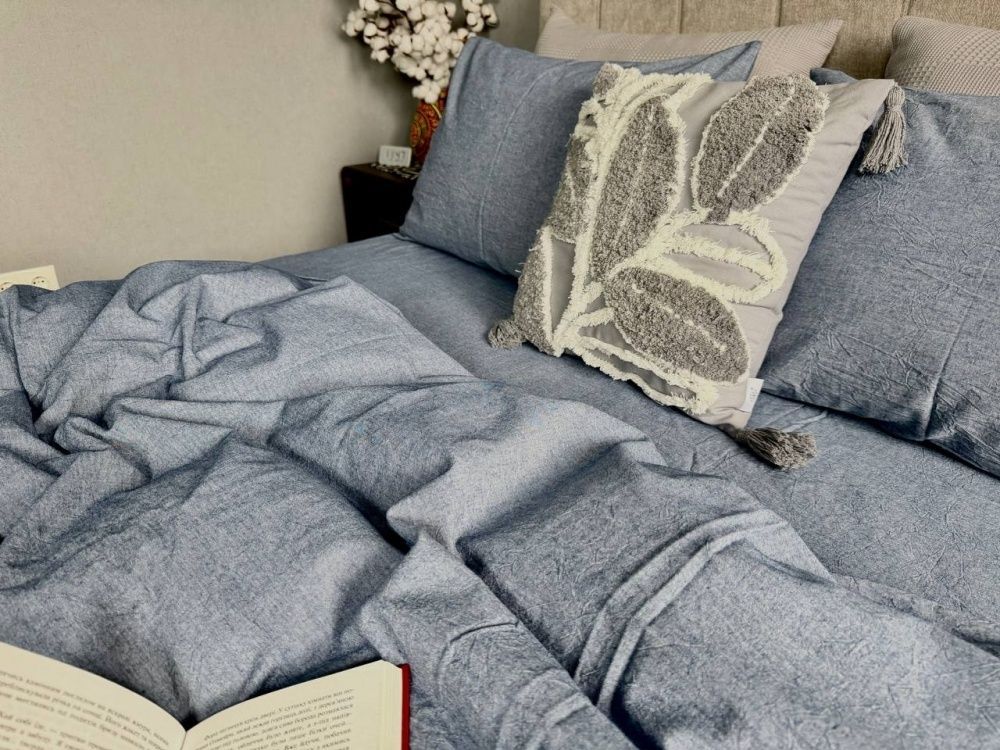 Простирадло на резинці варена бавовна Комфорт Текстиль Jeans, Washed Cotton W1161