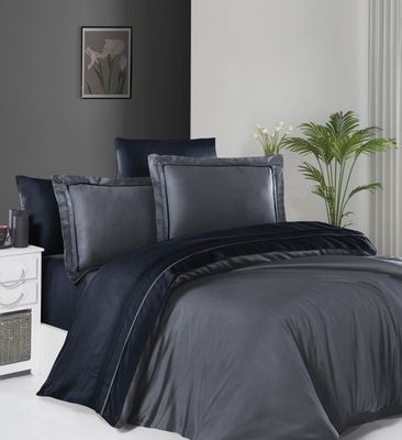 Постельное белье First Choice люкс сатин DARK Serenity Dark Grey-Navy Blue
