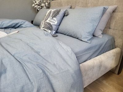 Простирадло на резинці варена бавовна Комфорт Текстиль Slate Gray, Washed Cotton W1011