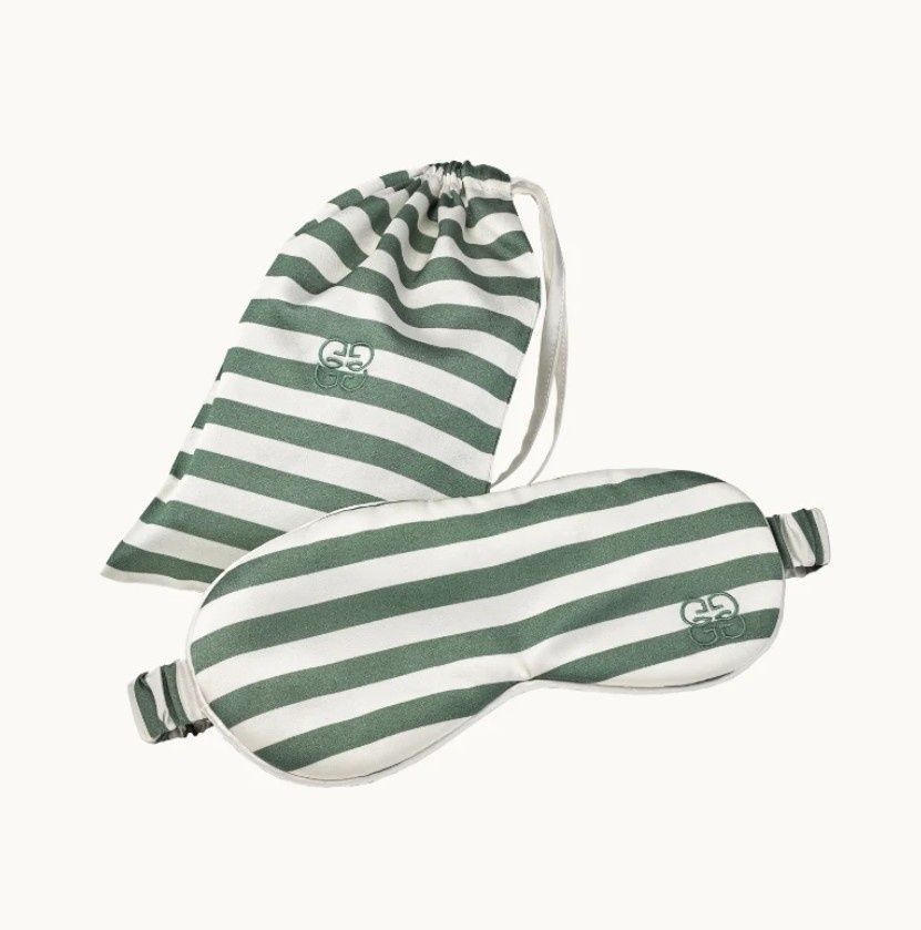 Маска для сну з натурального шовку mulberry Gingerlily Green&White, Зелений, Маска для сну