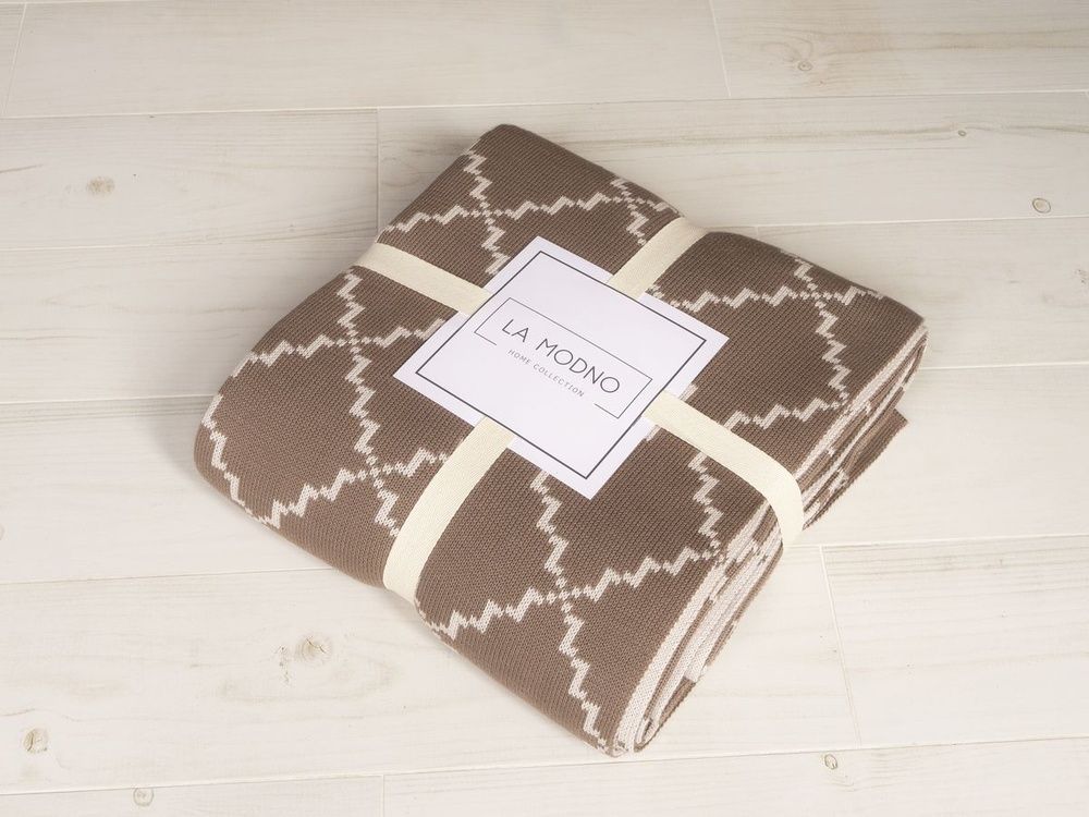 Плед хлопок LA MODNO DIAMOND Dark Beige-Beige
