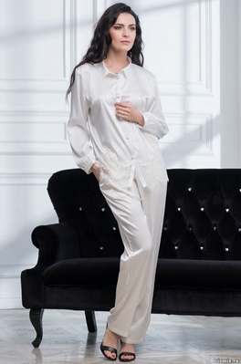 Жіноча піжама штучний шовк Mia Mia "Афродита" 2166 біла, XS