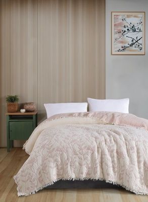 Покрывало муслиновое Charlotte Blossom Powder, Пудра, Евро, 230х250 см, Без наволочек