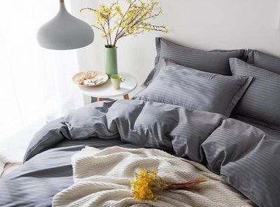 Постільна білизна Комфорт Текстиль Сатин Stripe LUX GREY 1/1см