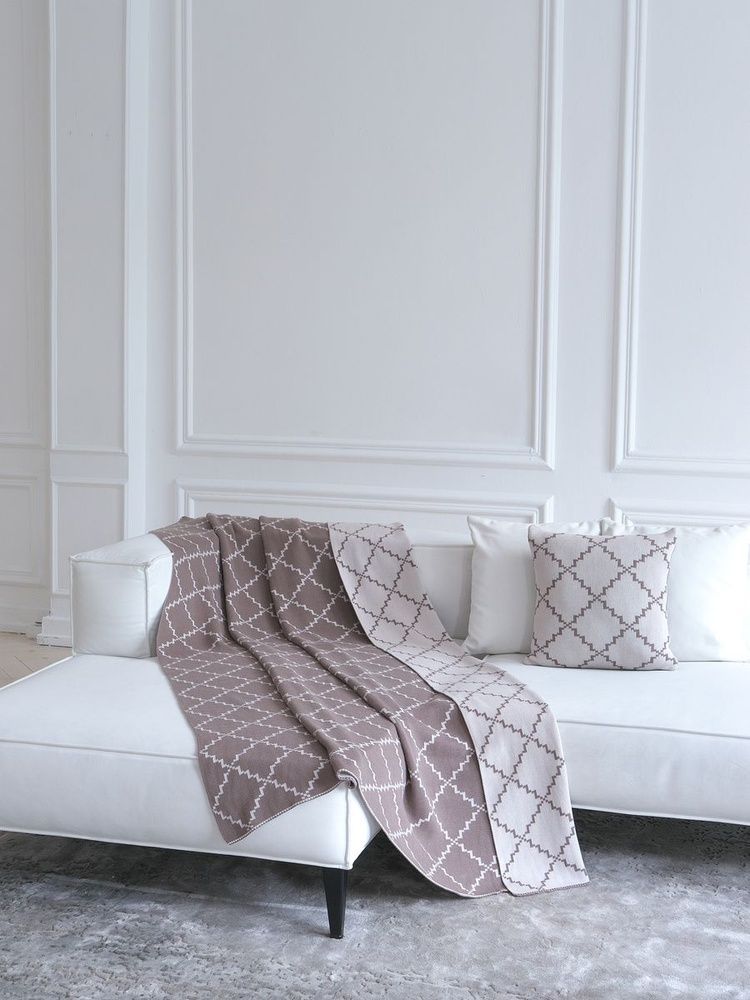 Плед хлопок LA MODNO DIAMOND Dark Beige-Beige
