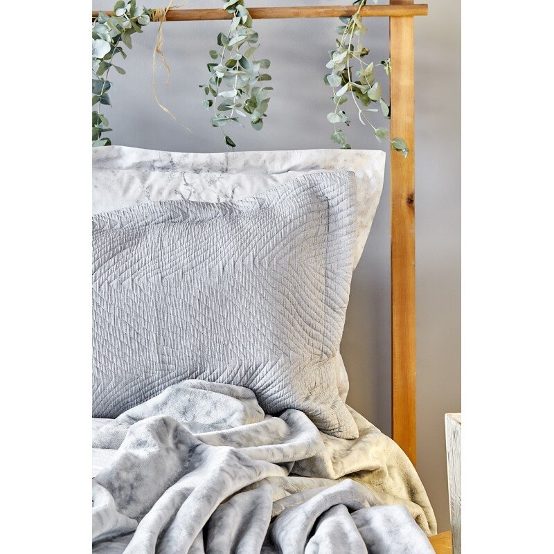 Набор постельное белье с покрывалом + плед Karaca Home - Kaori gri