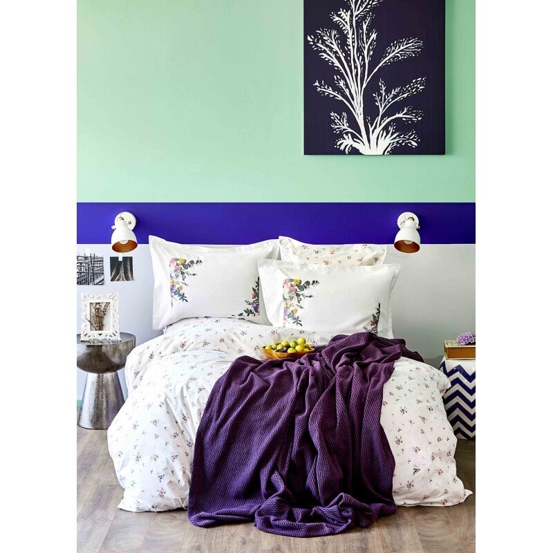 Набір постільна білизна з пледом Karaca Home - Fertile lila