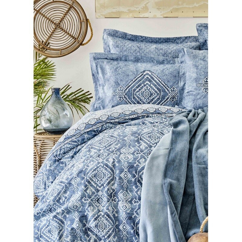 Набор постельное белье с покрывалом Karaca Home - Lanika mavi