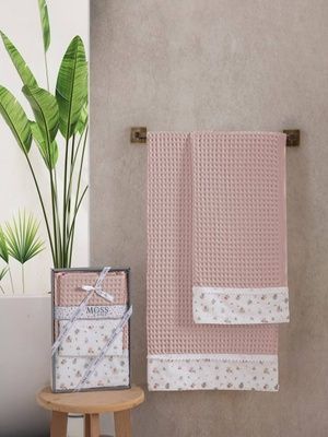 Набір вафельних рушників 2 шт. Moss home Cicek Somon Pudra