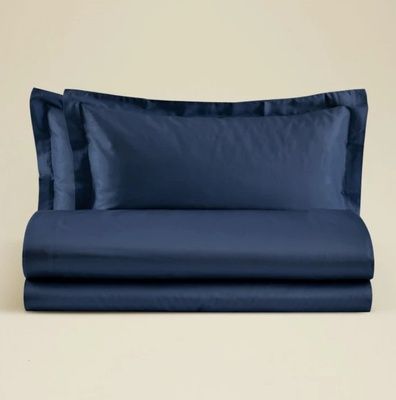 Італійська постільна білизна преміум сатин 300ТС Biancoperla Ametista Blue Navy