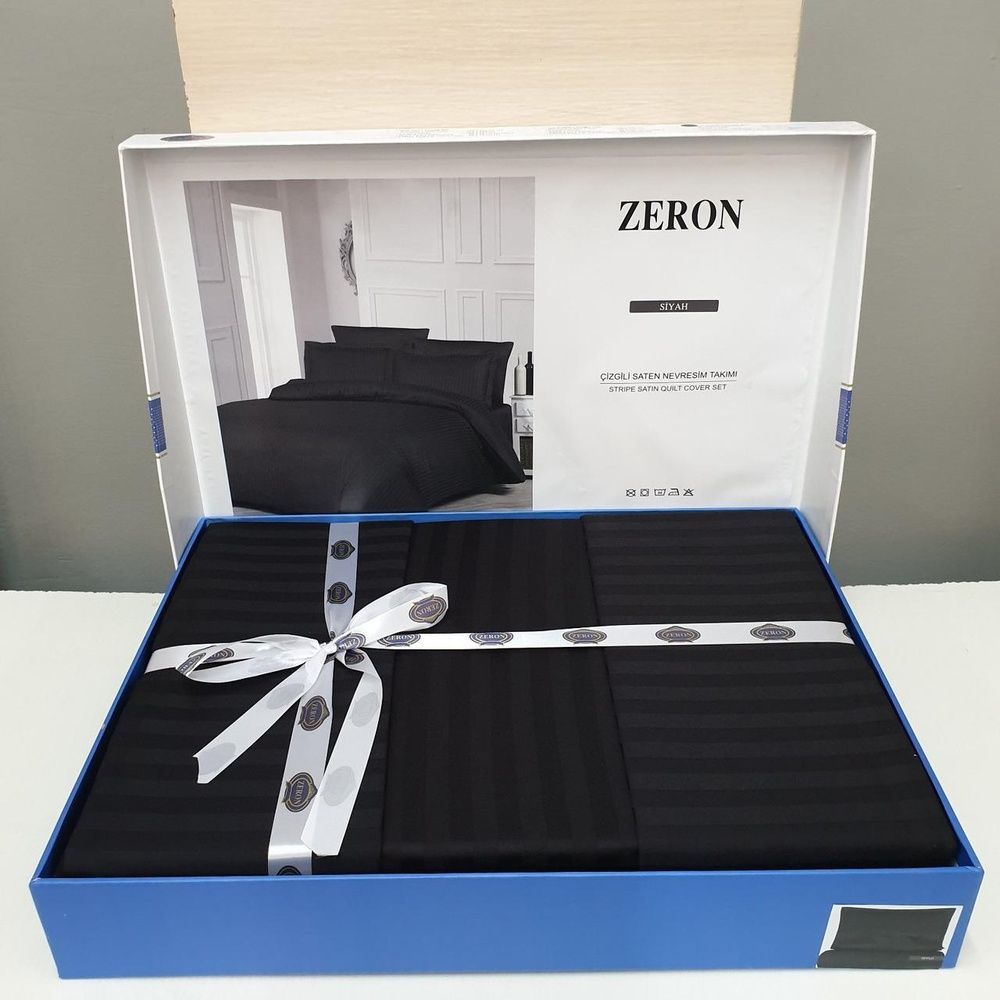 Постельное бельё сатин страйп Zeron Siyah