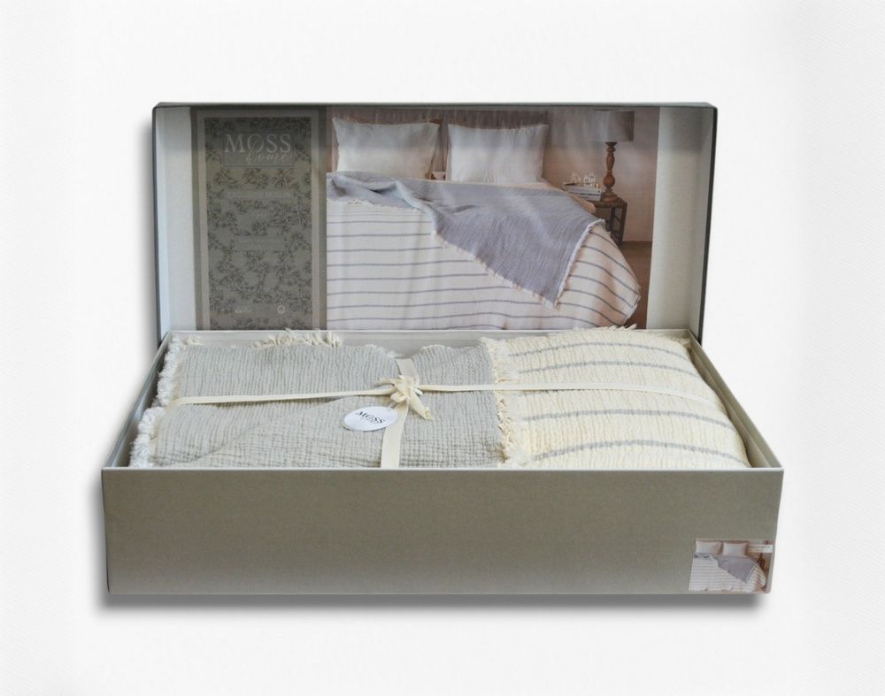 Покрывало муслиновое Moss Home Exclusive Gri, Cерый, Двуспальный, 170х230 см, Без наволочек
