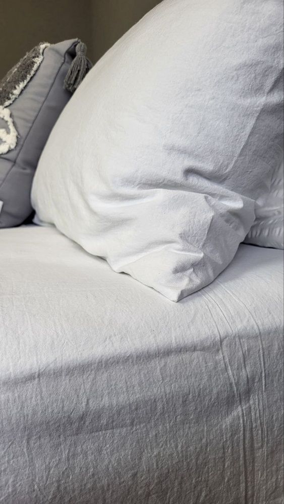 Простынь на резинке вареный хлопок Комфорт Текстиль White, LUXURY Washed