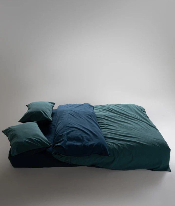 Постельное белье вареный хлопок Limasso Essualte doubleface Dress blue-Dark Green