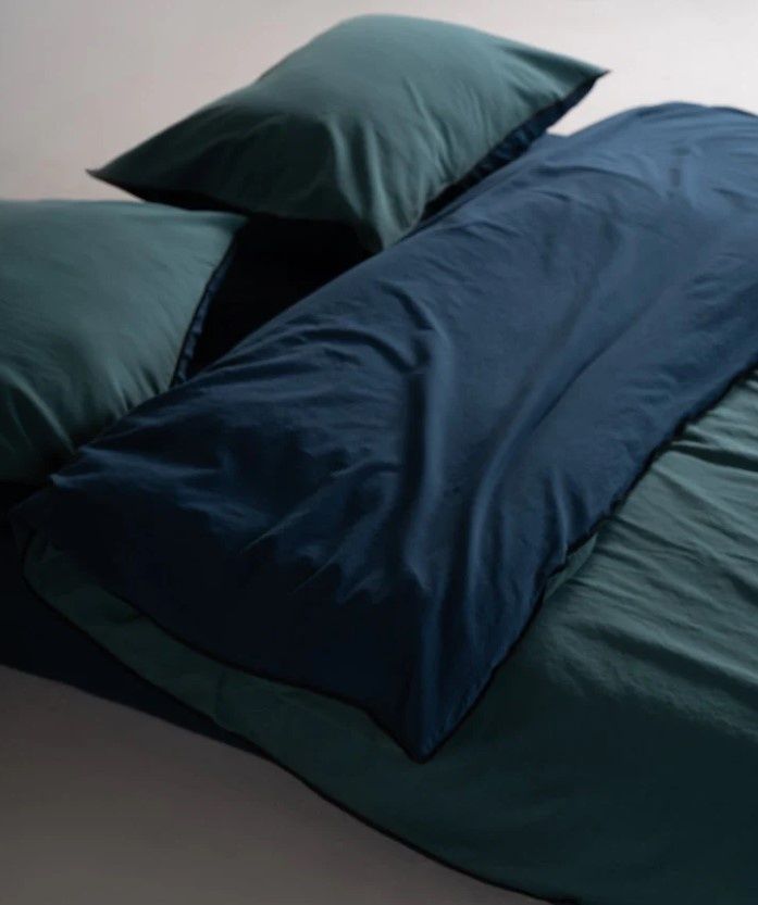 Постельное белье вареный хлопок Limasso Essualte doubleface Dress blue-Dark Green