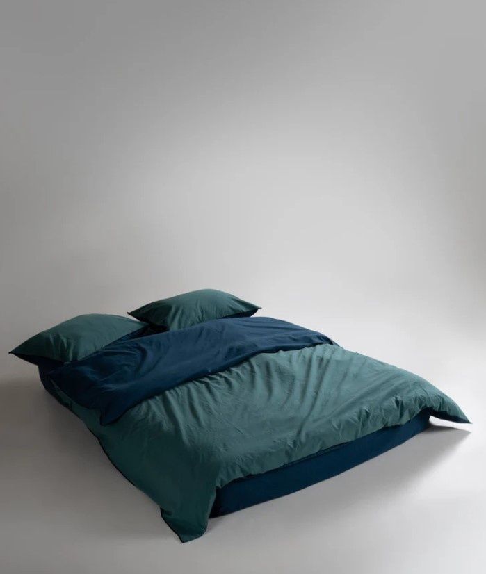 Постельное белье вареный хлопок Limasso Essualte doubleface Dress blue-Dark Green