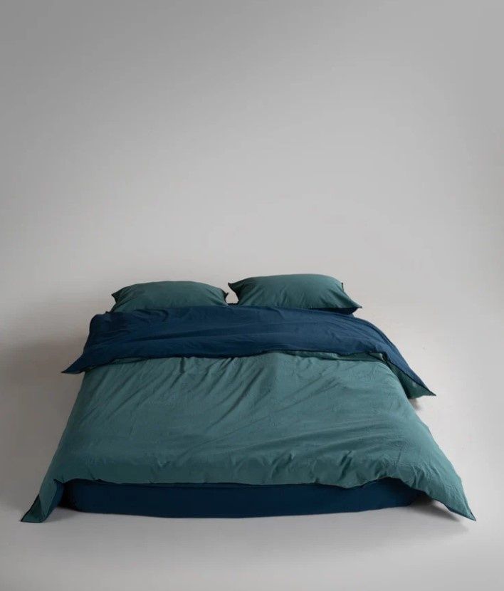 Постельное белье вареный хлопок Limasso Essualte doubleface Dress blue-Dark Green