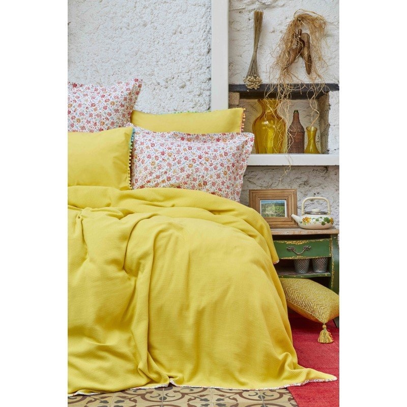 Летнее постельное белье пике jacquard Karaca Home Picata sari