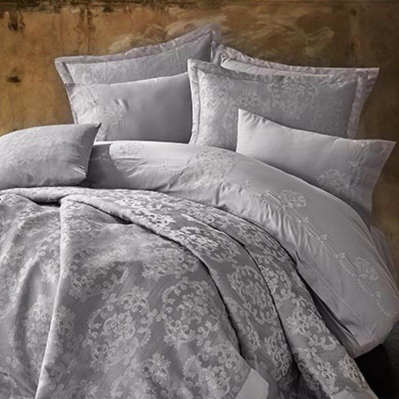 Комплект постільна білизна з покривалом Dantela vita NILDA GREY