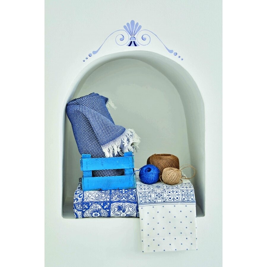 Набір постільна білизна з покривалом + піку Karaca Home - Positano mavi