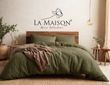 Постільна білизна варена бавовна La Maison Mariella Green Muse, Оливковий, 50х70см (2шт), Євро, 200х220 см, 240х260 см