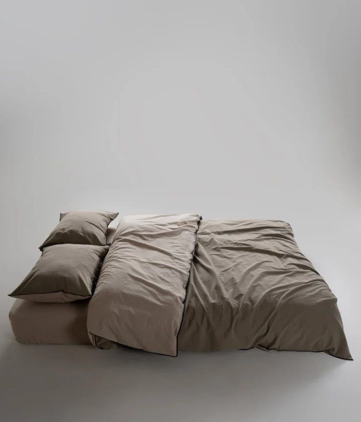 Постельное белье вареный хлопок Limasso Essualte doubleface Oxford Tan-Oliva
