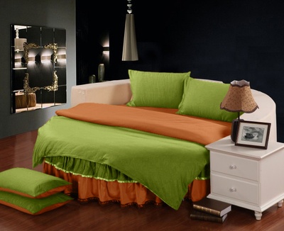 Постельное белье на круглую кровать "Almira Mix"салатовый+медовый