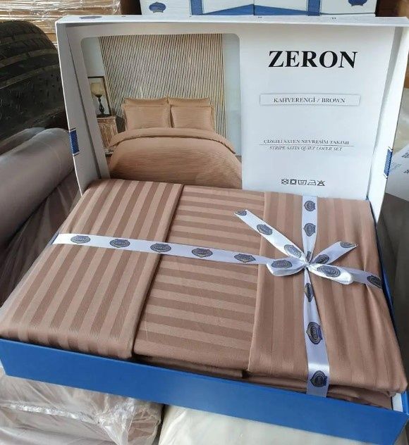 Постільна білизна сатин страйп Zeron KAHVERENGI