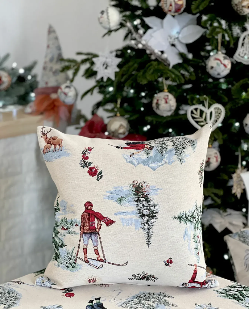 Новогодняя наволочка гобелен EDEN CHAMONIX-NV1, 45х45 см