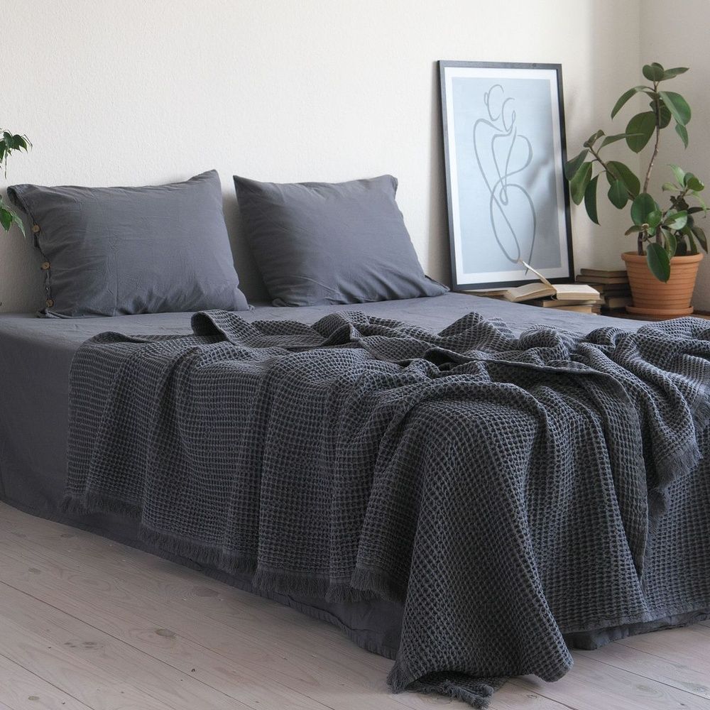 Покривало вафельне La Modno Pike Stonewashed Anthracite