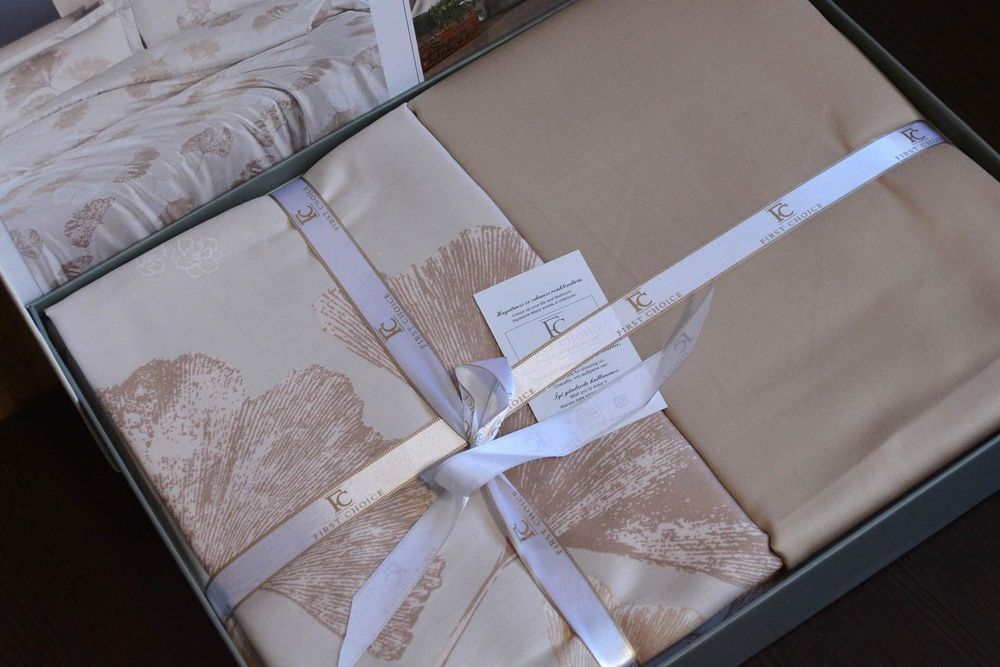 Постільна білизна сатин люкс First Choice Sofira Beige