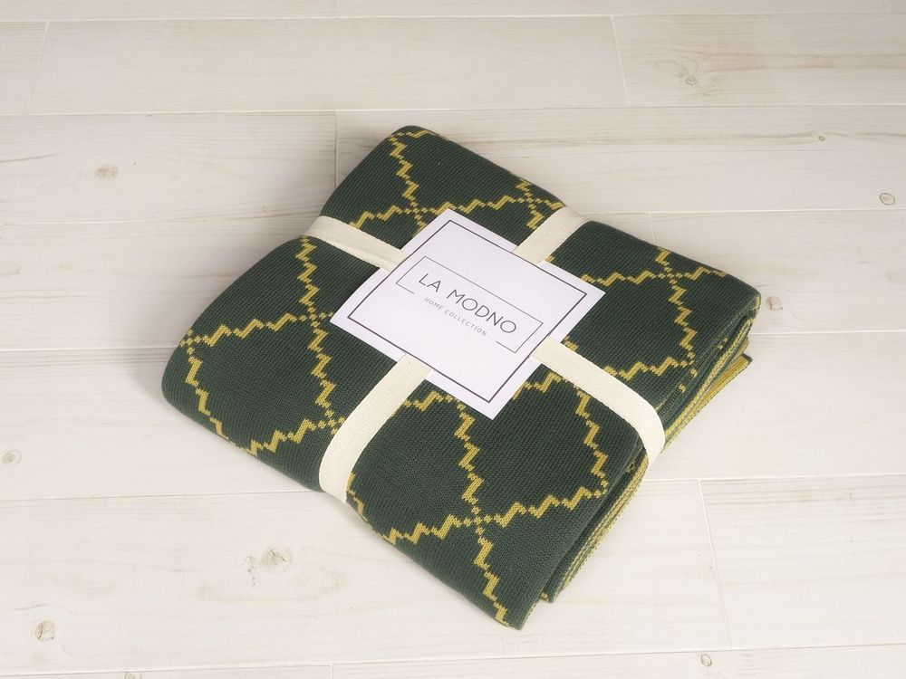 Плед хлопок LA MODNO DIAMOND Green-Yellow
