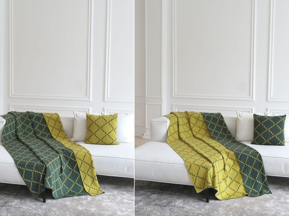 Плед хлопок LA MODNO DIAMOND Green-Yellow