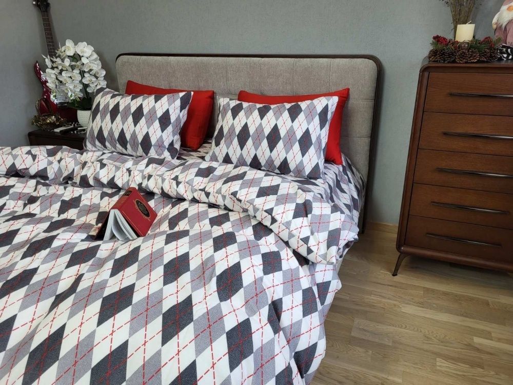 Постільна білизна фланель Комфорт текстиль Ромб сірий, Turkish flannel