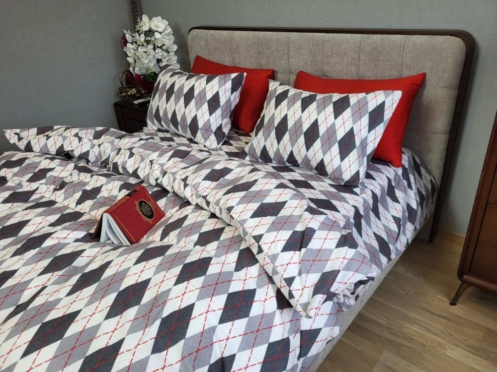 Постільна білизна фланель Комфорт текстиль Ромб сірий, Turkish flannel