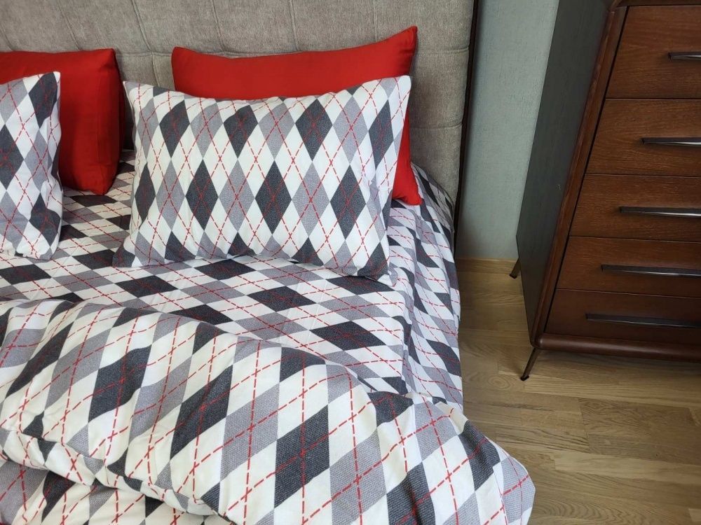 Постільна білизна фланель Комфорт текстиль Ромб сірий, Turkish flannel