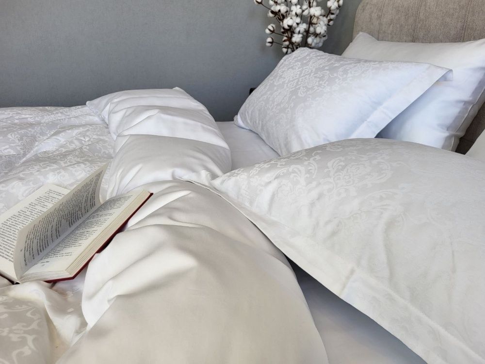 Постельное бельё сатин жаккард премиум Комфорт Текстиль JACQUARD, CASPE WHITE