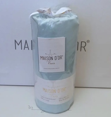 Простынь на резинке сатин с наволочками Maison Dor saten blue