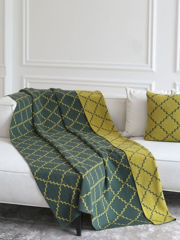 Плед хлопок LA MODNO DIAMOND Green-Yellow