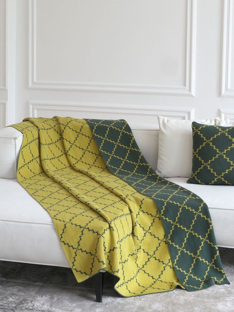Плед хлопок LA MODNO DIAMOND Green-Yellow