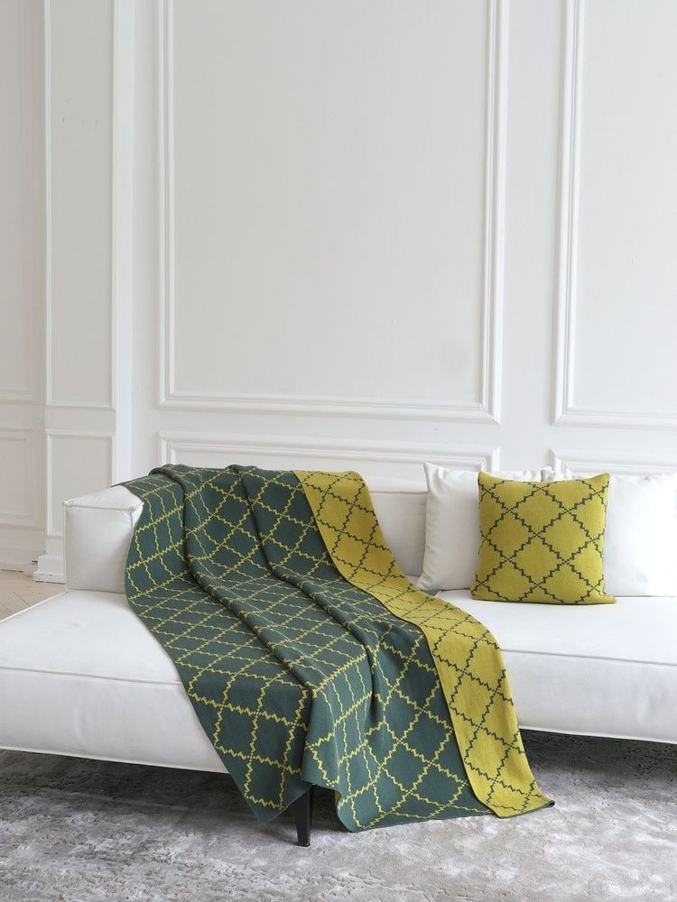 Плед хлопок LA MODNO DIAMOND Green-Yellow