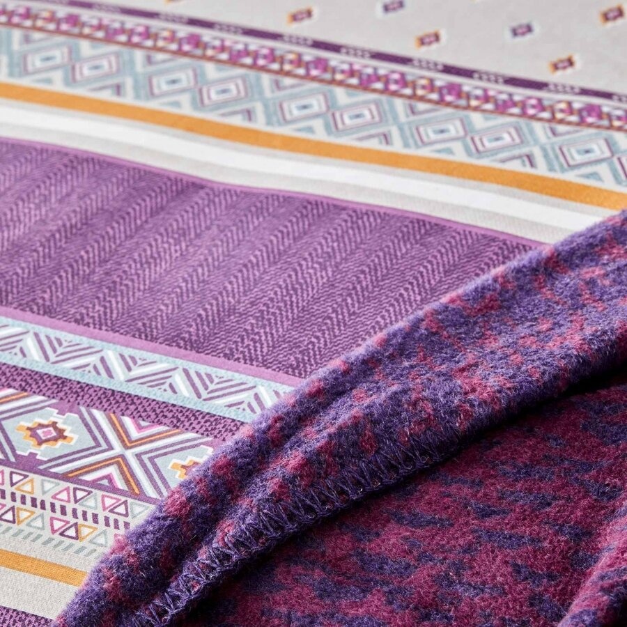 Набор постельное белье с пледом Karaca Home - Faroy фиолетовый