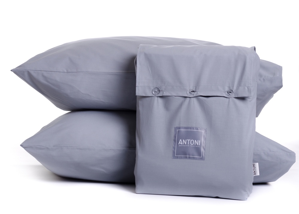 Комплект постельного белья Antoni Ранфорс Premium Бязь Дымчатый серый Евро 200х220
