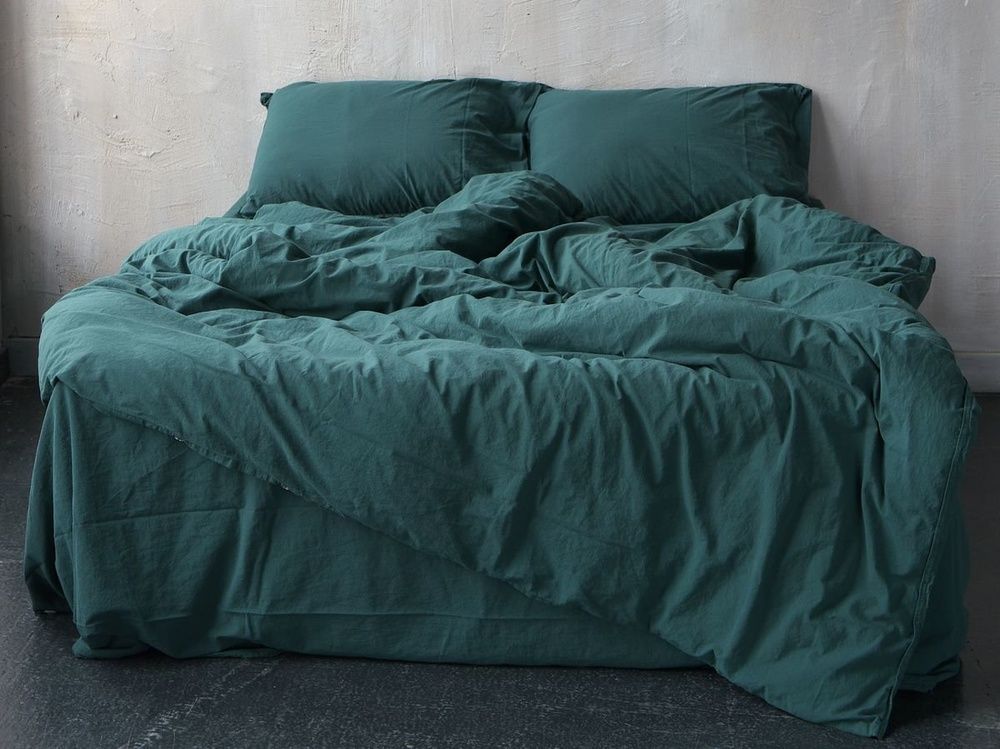 Постельное белье вареный хлопок Limasso DARK GREEN STANDART
