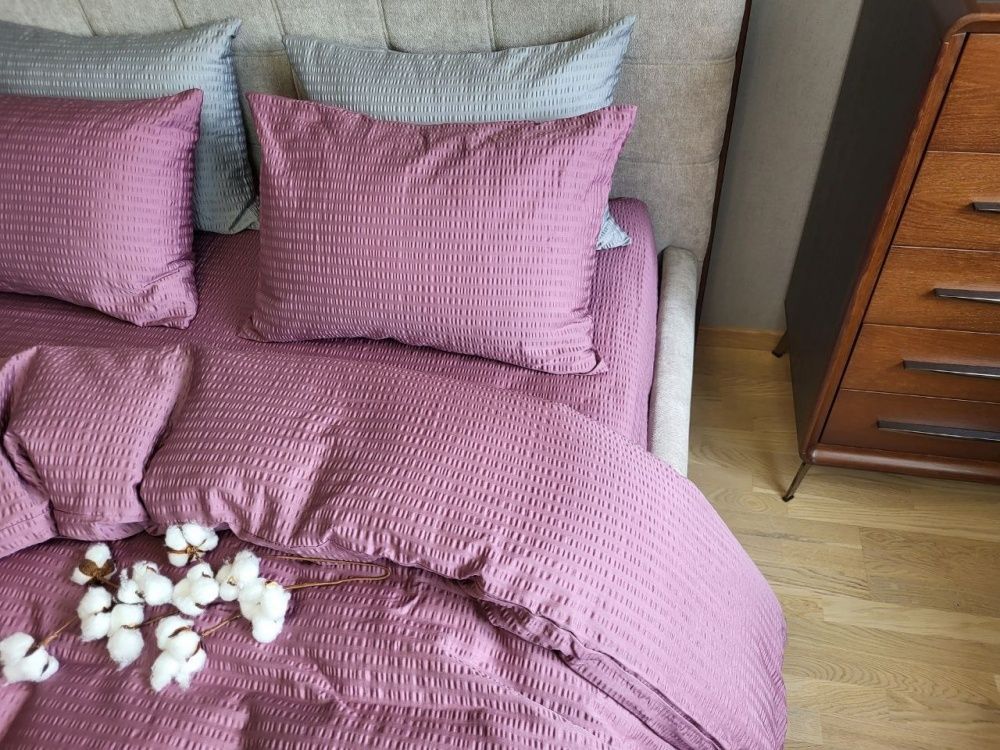 Постельное бельё сатин гофре Комфорт Текстиль S2015, Satin GOFRE, Малиновый, 50х70см (2шт), Полуторный, 145х215 см, 145х220 см