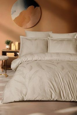 Постільна білизна сатин Saheser Delux Jacquard (300TC) Hazel Bej