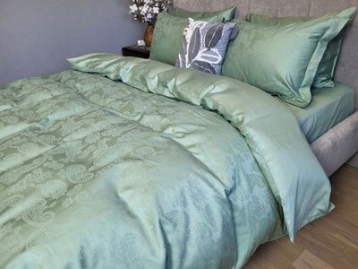 Постільна білизна преміум сатин жаккард Комфорт Текстиль JACQUARD, PAISLEY GREEN
